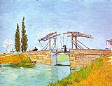 Parasol Canvas Paintings - Drawbridge with a Lady with a Parasol